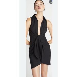 Choosy black deep V-neck sleeveless gathered waist shirt Dress Size 2 New